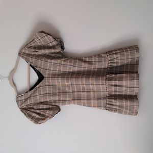 NWT Lulu's plaid puff sleeve casual dress size Medium